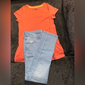 Girl's shirt with Jeans.